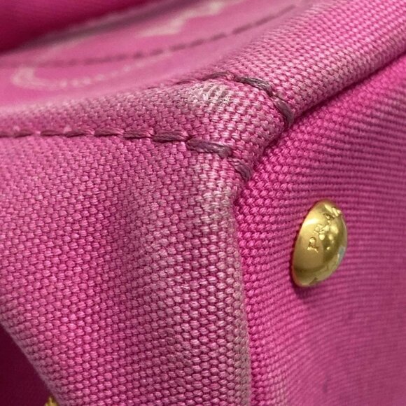 Auth PRADA Canapa Pink Canvas Tote Bag - Picture 9 of 11